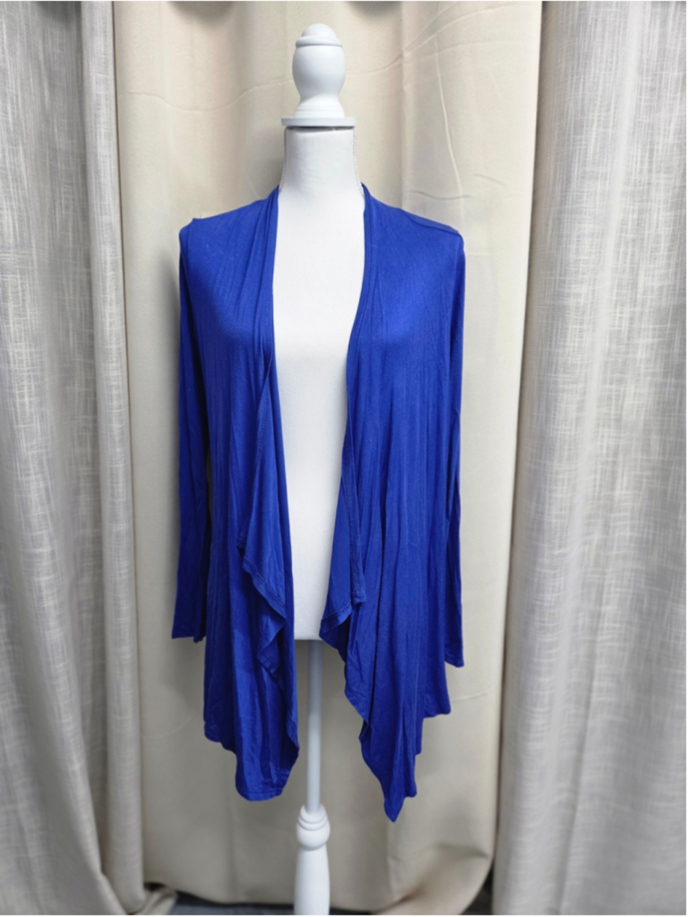 Women’s Draped Open-Front Cardigan in Cobalt Blue